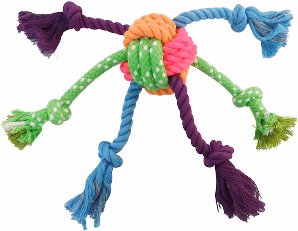 Frisco Fetch Colorful Ball Knot Rope Dog Toy, Small/Medium